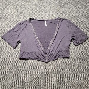 Y2k Ocasion Cropped Shrug Top Womens 2X Gray Stretch Rhinestone Studded V-Neck